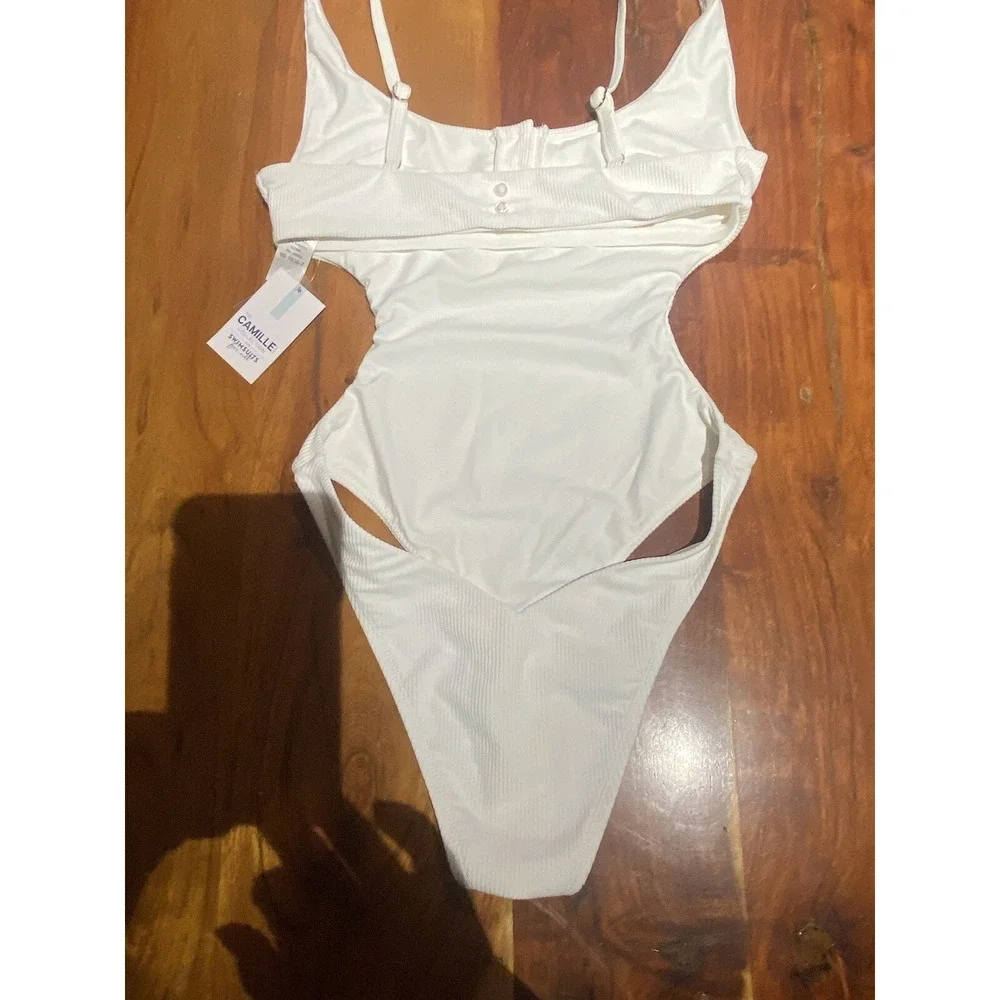 The Camille collection with swimsuits for all one piece white women's size large